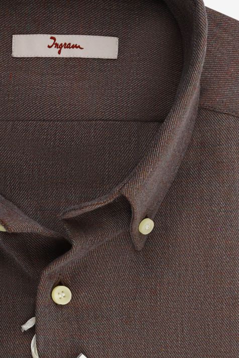 Hemd Herren Ingram Regular Einfarbig 45% Baumwolle, 15% Viskose, 30% Wolle, 10% Nylon kragen Button-Down Lange Ärmel