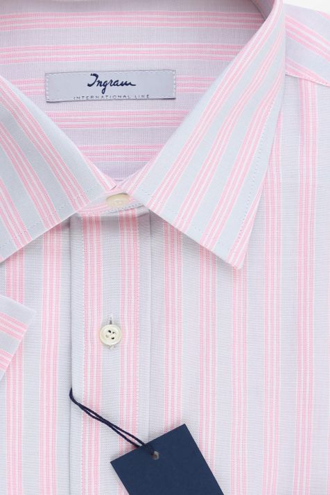 Men's Shirt Ingram Classic Stripe 100% cotton collar Italian Short sleeve