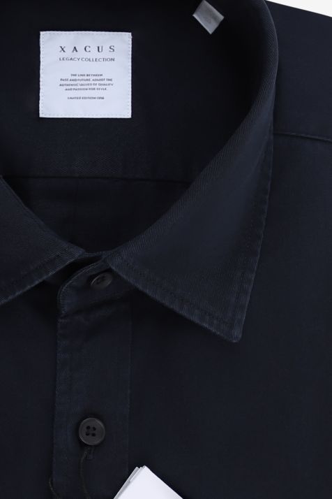 Men's Shirt Xacus Regular Plain 100% cotton collar Italian Long sleeve