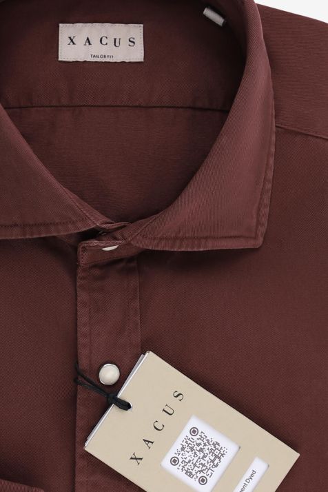 Camisa Hombre Xacus Regular Lisa 100% algodón cuello Francés Manga larga