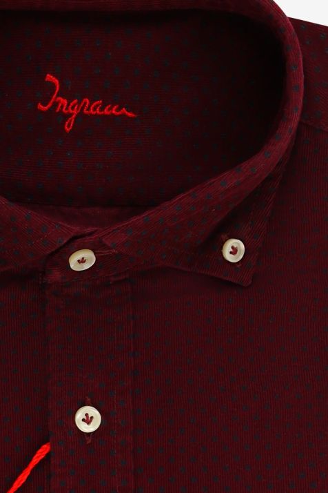 Men's Shirt Ingram Slim Semi-plain 100% cotton collar Button down Long sleeve