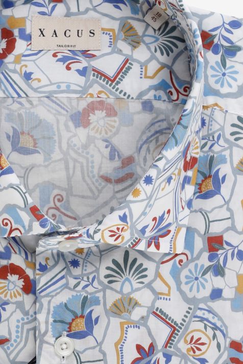 Camisa Hombre Xacus Regular Estampada 100% algodón cuello Francés Manga larga