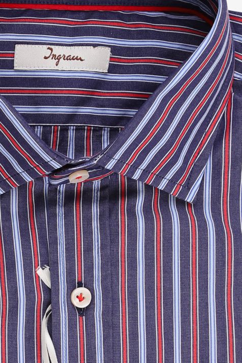 Men's Shirt Ingram Slim Stripe 100% cotton collar French Long sleeve