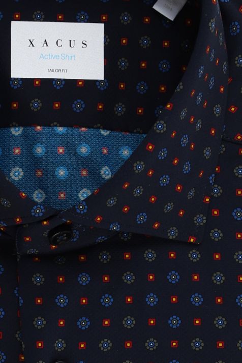 Men's Shirt Xacus Regular Patterned 86%  polyamide 14% elastane collar French Long sleeve