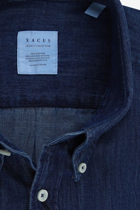 Hemd Herren Xacus Regular Einfarbig 100% Baumwolle kragen Button-Down Lange Ärmel