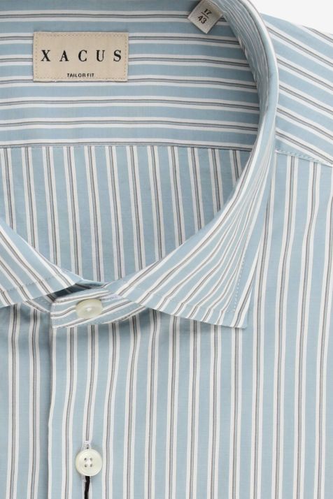 Men's Shirt Xacus Regular Stripe 100% cotton collar French Long sleeve