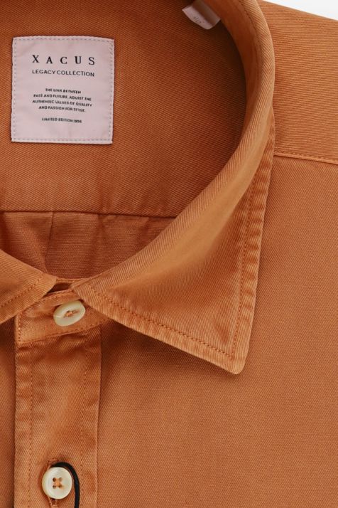 Men's Shirt Xacus Regular Plain 100% cotton collar Italian Long sleeve