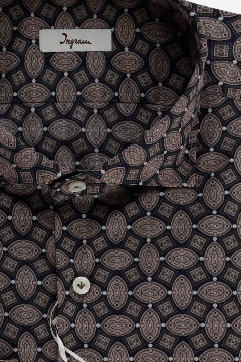 Men's Shirt Ingram Slim Patterned 100% cotton collar French Long sleeve