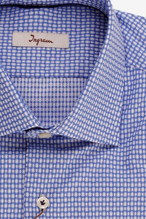 Camisa Hombre Ingram Slim Diseño  100% algodón cuello Francés Manga larga