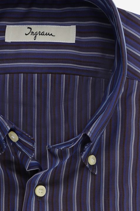 Camisa Hombre Ingram Classic Rayas 100% algodón cuello Abotonado Manga larga