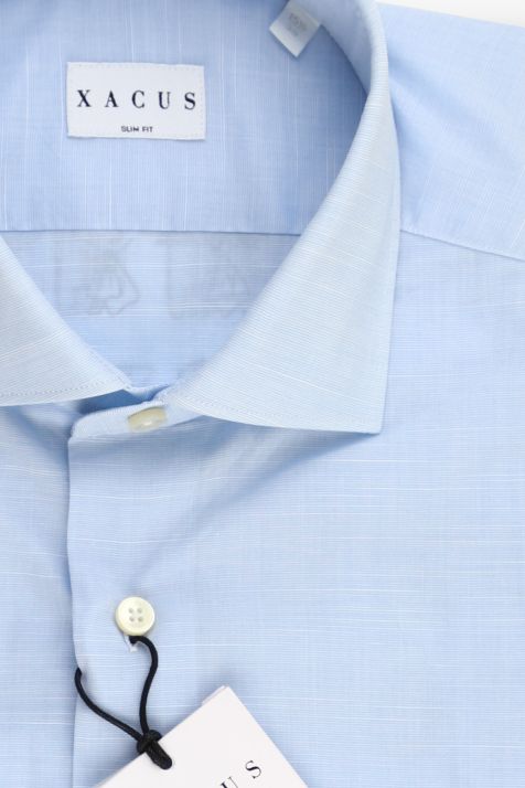 Hemd Herren Xacus Slim Einfarbig 100% Baumwolle kragen Französisch Lange Ärmel