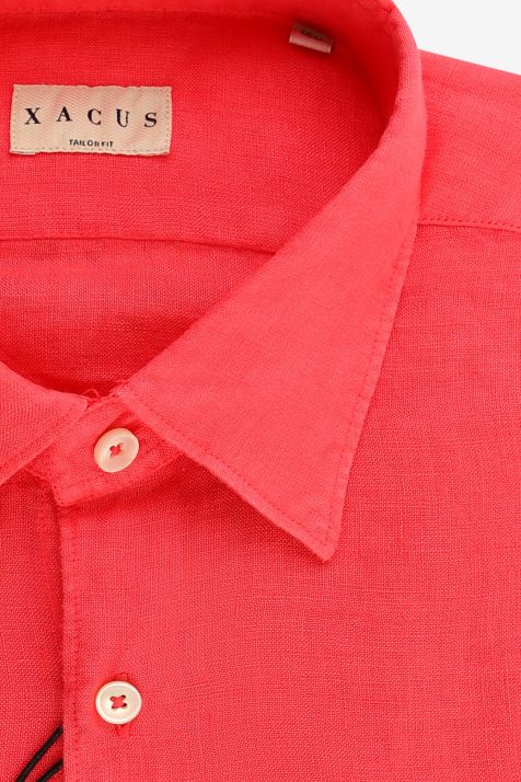 Hemd Herren Xacus Regular Einfarbig 100% Leinen kragen Italienisch Lange Ärmel