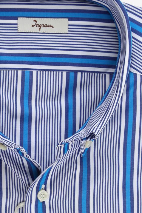 Men's Shirt Ingram Regular Stripe 100% cotton collar Button down Long sleeve