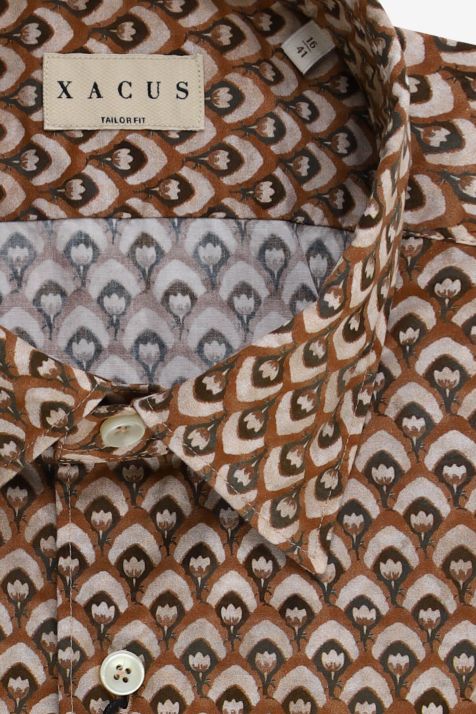 Men's Shirt Xacus Regular Patterned 100% cotton collar Italian Long sleeve