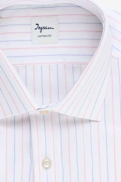 Men's Shirt Ingram Slim Not Iron Stripe 100% cotton collar French Long sleeve