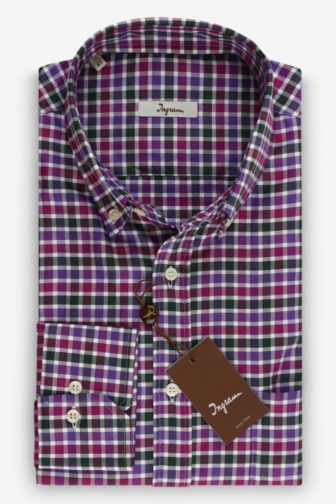 Hemd Herren Ingram Classic Karo 100% Baumwolle kragen Button-Down Lange Ärmel