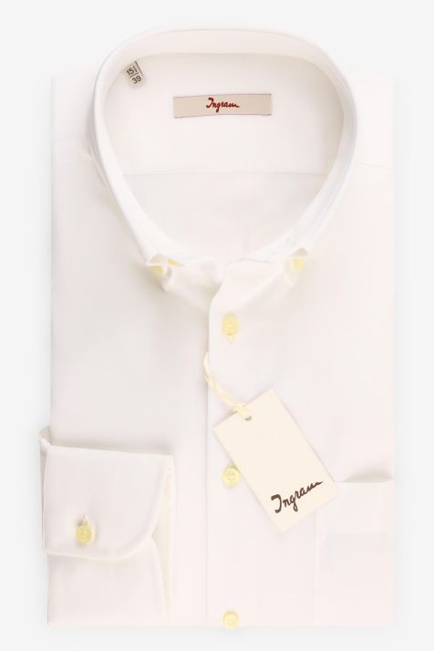 Camisa Hombre Ingram Regular Lisa 97% algodón 3% elastan cuello Abotonado Manga larga