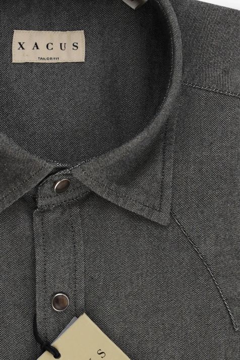 Camisa Hombre Xacus Regular Lisa 100% algodón lavado cuello Italiano Manga larga