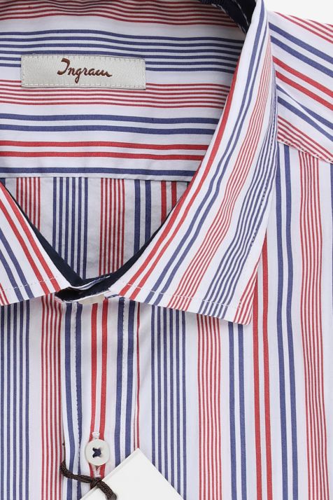 Chemise Homme Ingram Slim Rayures 72% coton 3% elastan 25% pa col Italien Manche longue