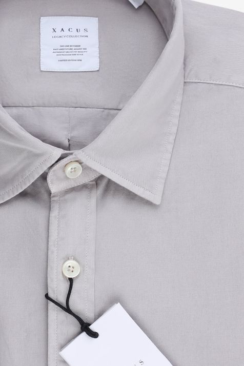 Hemd Herren Xacus Regular Einfarbig 100% Baumwolle kragen Italienisch Lange Ärmel