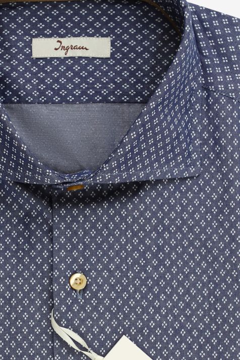 Men's Shirt Ingram Slim Semi-plain 100% cotton collar French Long sleeve