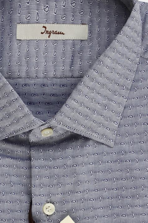 Men's Shirt Ingram Slim Semi-plain 100% cotton collar Italian Long sleeve