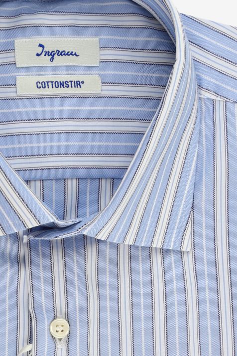 Men's Shirt Ingram Classic Not Iron Stripe 100% cotton collar French Long sleeve