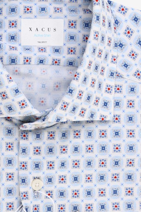 Men's Shirt Xacus Regular Patterned 84% polyamide 16% elastane collar French Long sleeve