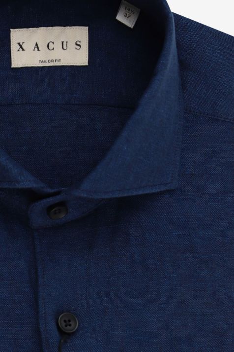 Camisa Hombre Xacus Regular Lisa 100% lino cuello Francés Manga larga
