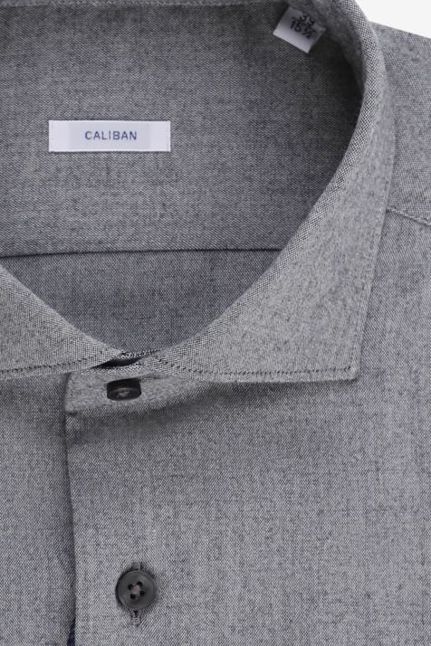 Camisa Hombre Caliban Regular Lisa 100% algodón cuello Francés Manga larga