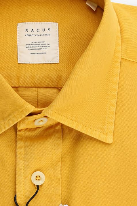 Men's Shirt Xacus Regular Plain 100% cotton collar Italian Long sleeve