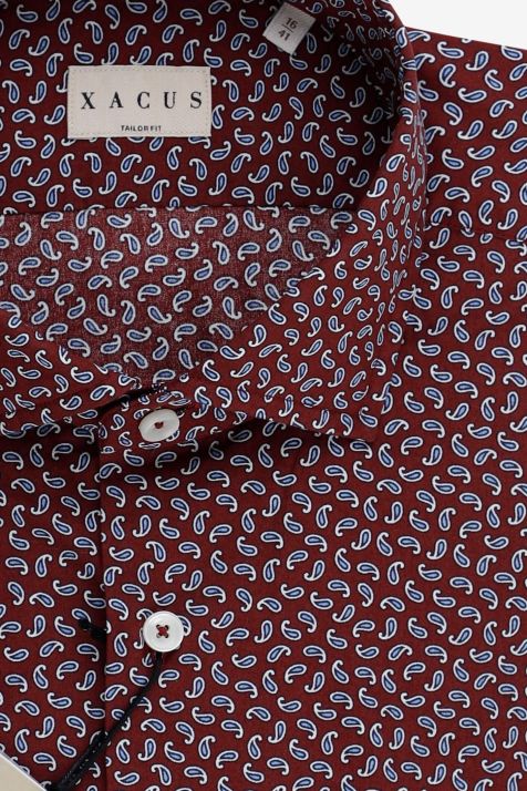 Men's Shirt Xacus Regular Patterned 100% Cotton washed collar French Long sleeve