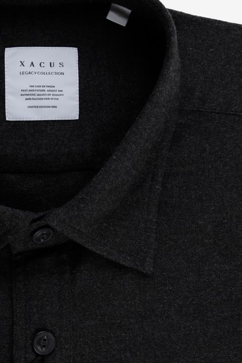 Men's Shirt Xacus Regular Plain 100% cotton collar Italian Long sleeve