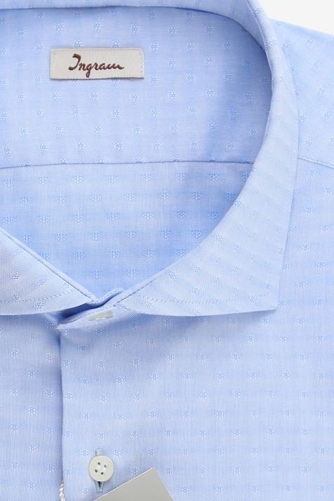 Hemd Herren Ingram Slim Halb Unifarben 100% Baumwolle kragen Französisch Lange Ärmel
