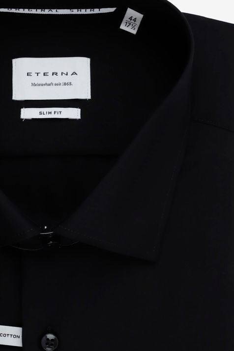Hemd Herren Eterna Slim Bügelfreie Einfarbig 100% Baumwolle kragen Französisch Lange Ärmel