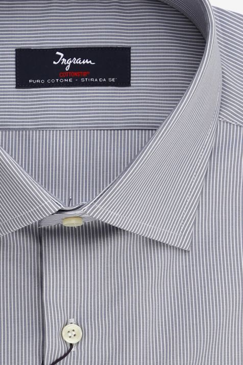 Chemise Homme Ingram Regular Sans Repassage Rayures 100% coton col Italien Manche longue
