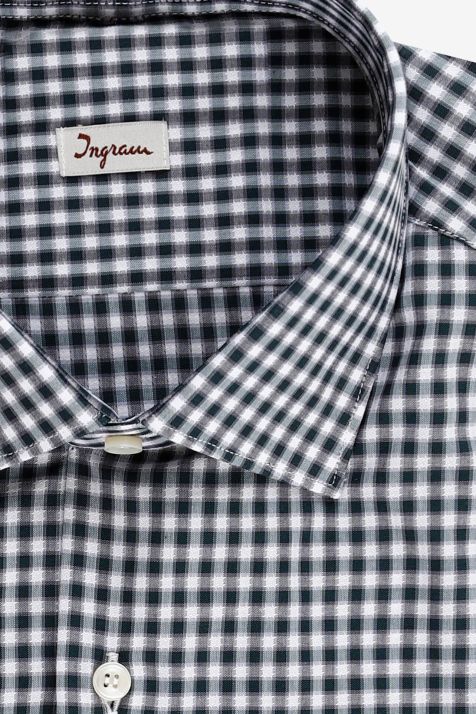 Chemise Homme Ingram Slim Carreaux 100% coton col Italien Manche longue