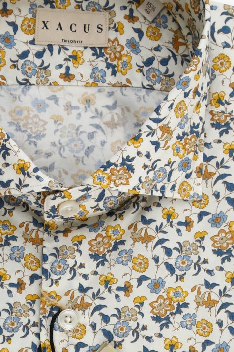 Camisa Hombre Xacus Regular Estampada 100% algodón cuello Francés Manga larga