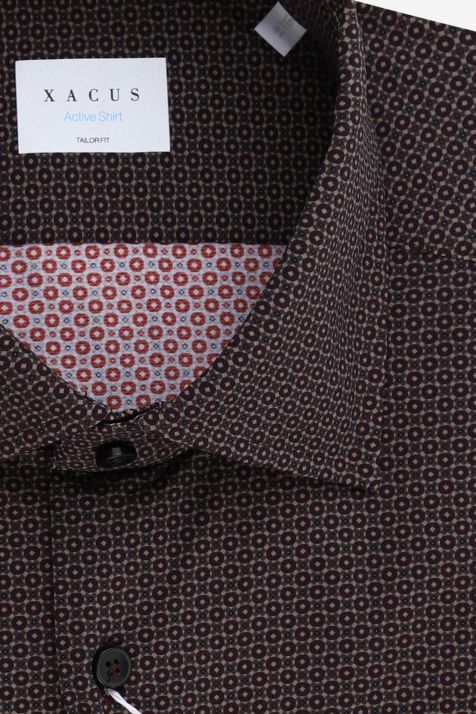 Men's Shirt Xacus Regular Semi-plain 84% polyamide 16% elastane collar French Long sleeve