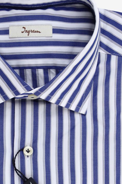 Camisa Hombre Ingram Regular Rayas 100% algodón cuello Francés Manga larga