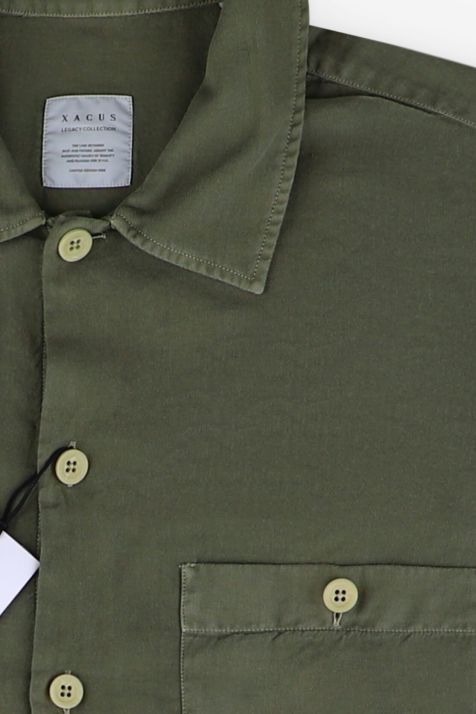 Camisa Hombre Xacus Regular Lisa 100% algodón cuello Italiano Manga larga