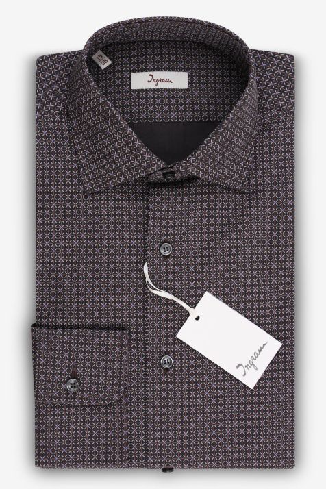 Men's Shirt Ingram Slim Semi-plain 100% cotton collar French Long sleeve