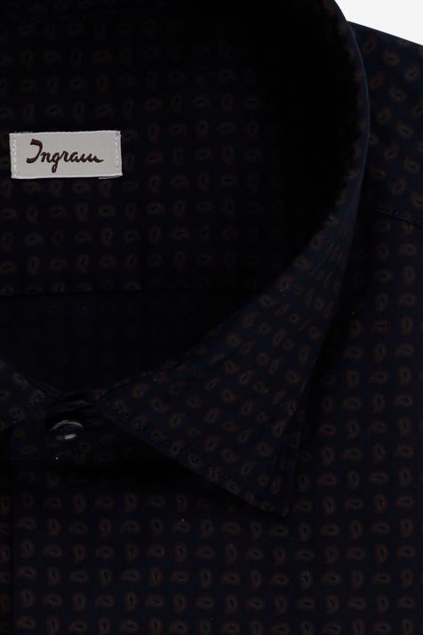 Camisa Hombre Ingram Slim Diseño  100% algodón cuello Italiano Manga larga