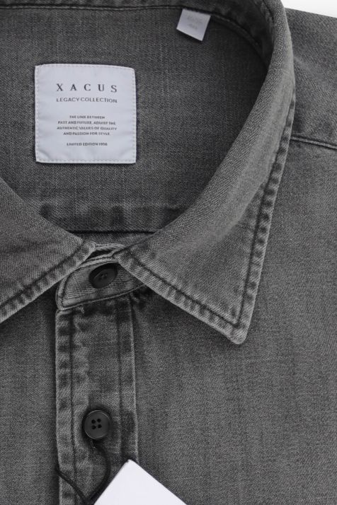 Hemd Herren Xacus Regular Einfarbig 100% Baumwolle kragen Italienisch Lange Ärmel
