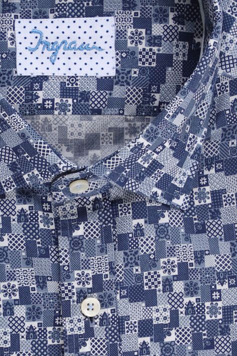 Camisa Hombre Ingram Slim Estampada 100% algodón cuello Francés Manga larga