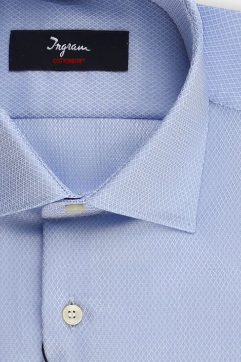 Camisa Hombre Ingram Slim No Plancha Diseño  100% algodón cuello Francés Manga larga