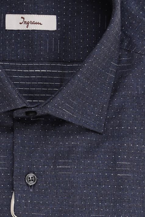 Chemise Homme Ingram Slim Partiellement  100% coton col Italien Manche longue