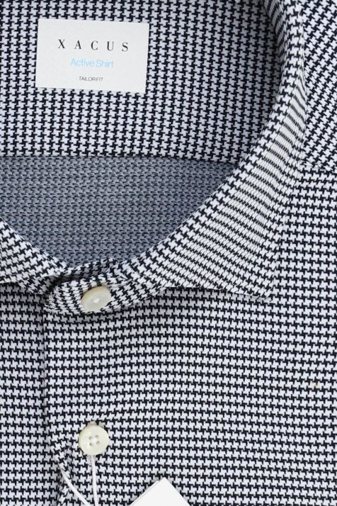 Hemd Herren Xacus Regular Halb Unifarben  86 % Polyamid, 14 % Elastan kragen Französisch Lange Ärmel