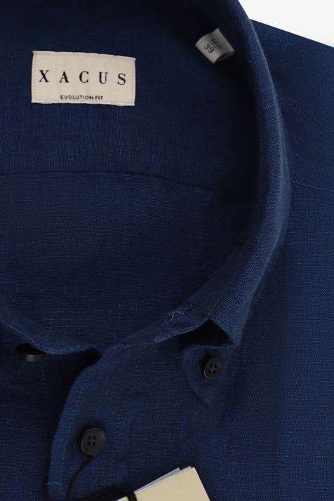 Men's Shirt Xacus Classic Plain 100% linen collar Button down Long sleeve