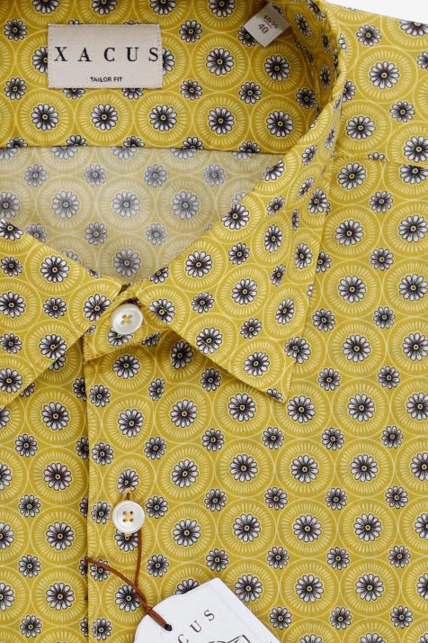 Camisa Hombre Xacus Regular Estampada 100% algodón cuello Italiano Manga larga